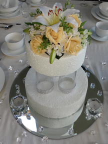 Gold Rose and Ivory Tiger Lily Floral Cake Topper